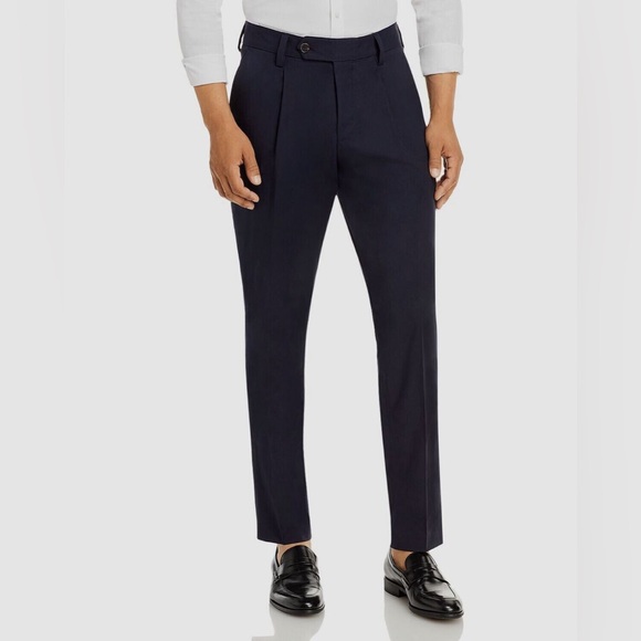 Boss Perin Pleated Relaxed Fit Dress Pants in Dark Blue...